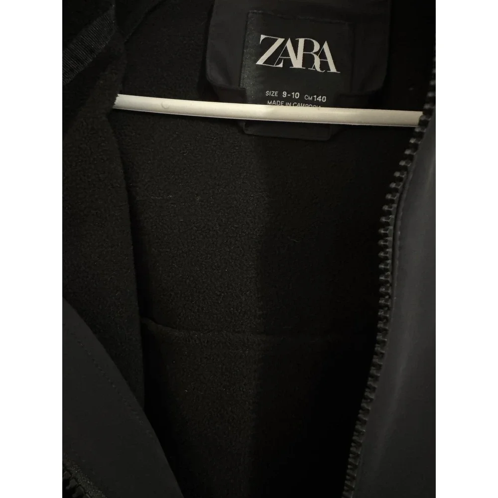 Zara Boys Black Hooded Raincoat Soft Shell Jacket 9 10 Fleece‎ Lined Techwear